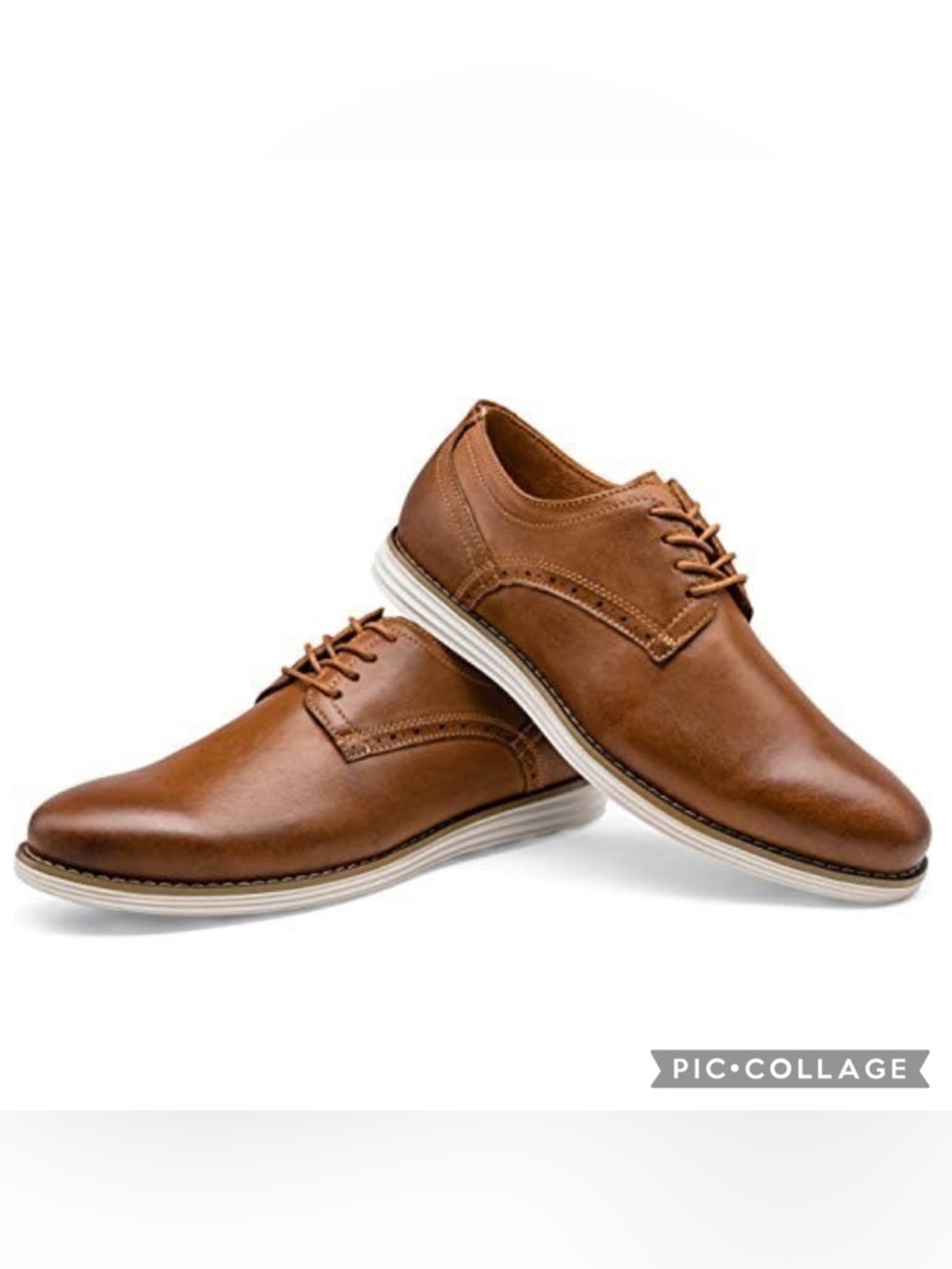 Vostey‎ Tan Brown Leather Oxfords Business Casual Dress Shoes for Men Size US9